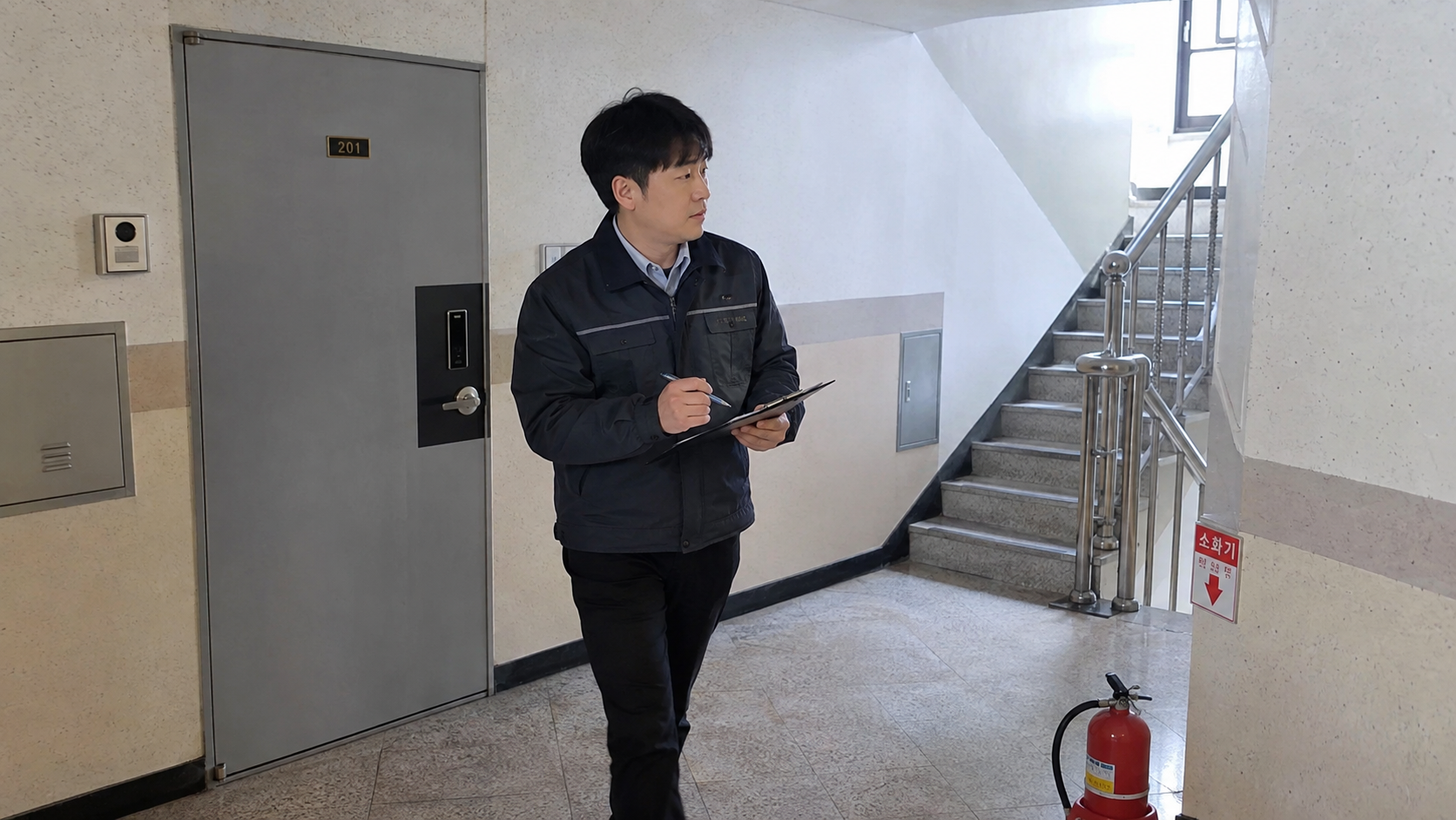 현장을 확인하고 기록하는 모습